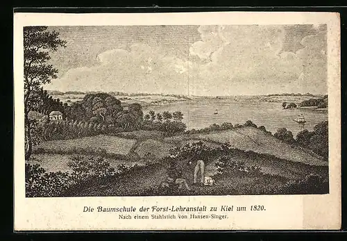 Künstler-AK Kiel, Die Baumschule der Forst-Lehranstalt um 1820