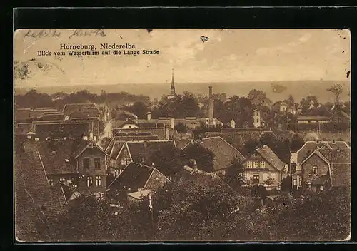 AK Horneburg /Niederelbe, Blick vom Wasserturm auf die Lange Strasse