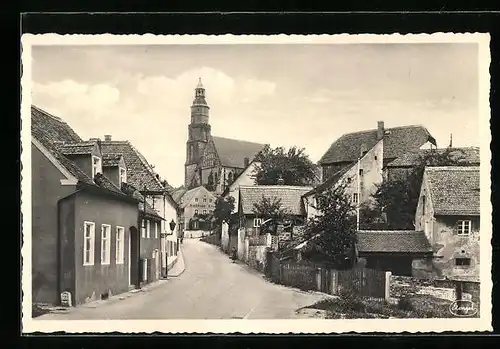 AK Kamenz, Pulsnitzer Strasse mit Kirche St. Marien