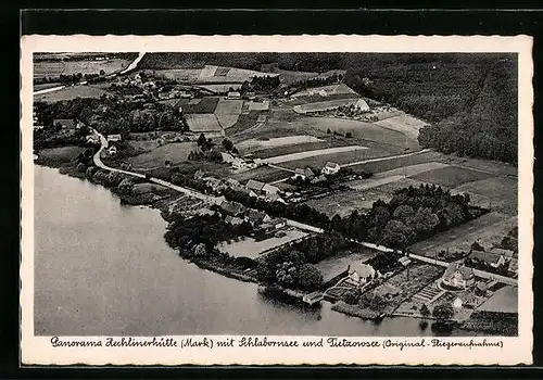 AK Zechlinerhütte /Mark, Panorama mit Schlabornsee und Tietzowsee, Fliegeraufnahme