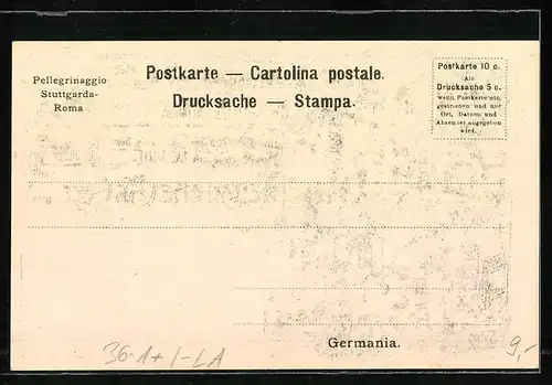 Künstler-AK Rom, Württemberger Romfahrt zum Jubiläum Pabst Leo XIII. 1903, Portrait Pilger-Führer Miller, Landkarte