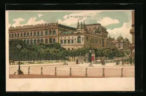 Lithographie Wien, Blick auf die Universität