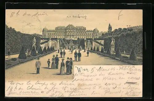 Lithographie Wien, Blick auf das K.K. Belvedere