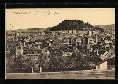 AK Pössneck / Thür., Ortsansicht aus der Vogelschau