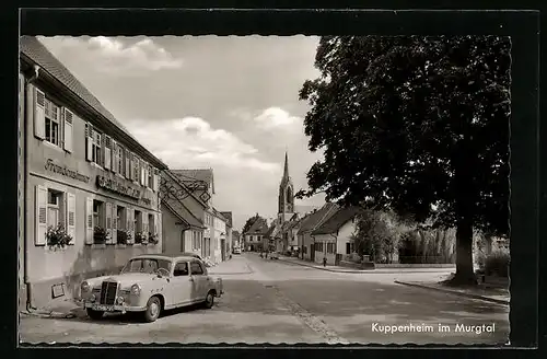 AK Kuppenheim, Strassenpartie, Blick zur Kirche