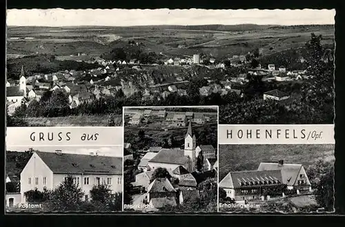 AK Hohenfels / Opf., Gesamtansicht, Postamt, Kirche und Erholungsheim