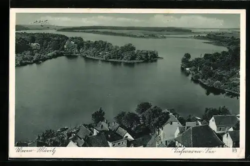 AK Waren / Müritz, Tiefwarensee aus der Vogelschau