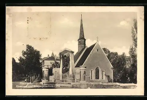 AK Pössneck / Thür., Ehrenmal und Kriegergedächtnisstätte