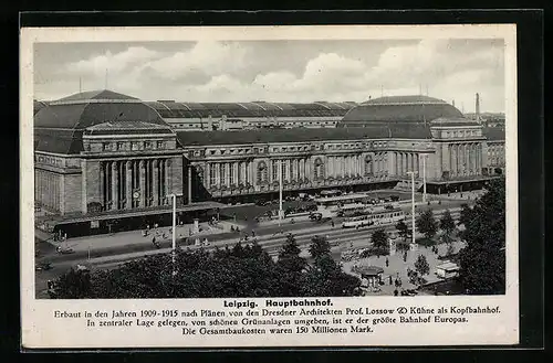 AK Leipzig, Hauptbahnhof aus der Vogelschau