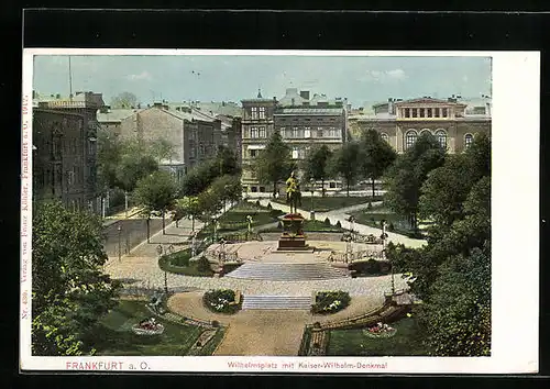 AK Frankfurt a. O., Wilhelmsplatz mit Kaiser Wilhelm-Denkmal