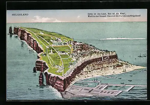 AK Helgoland, Inselansicht aus der Vogelschau