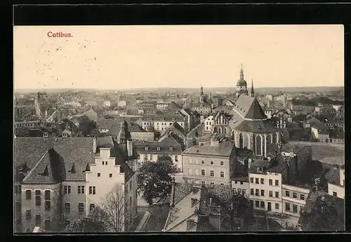 AK Cottbus, Ortsansicht aus der Vogelschau
