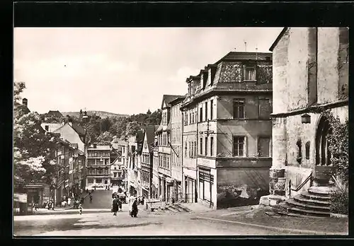 AK Pössneck / Thür., Markt mit Schuhgasse