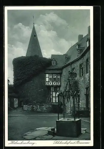 AK Hagen i. W., Schloss Hohenlimburg, Schlosshof mit Brunnen