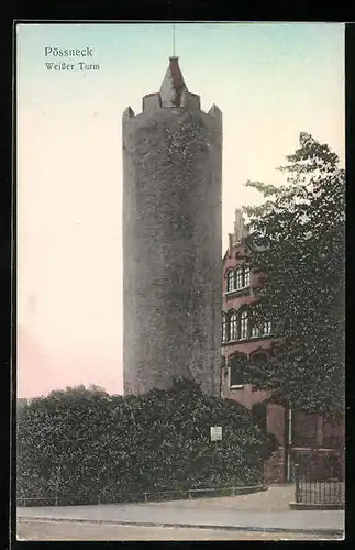 AK Pössneck / Thür., Weisser Turm