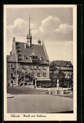 AK Pössneck / Thür., Markt mit Rathaus