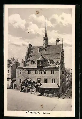 AK Pössneck / Thür., Blick zum Rathaus