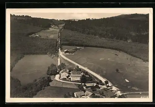 AK Deggendorf, Sanatorium mit Waldhaus Rusel vom Flugzeug aus gesehen