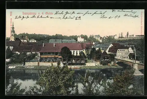 AK Lunzenau / Mulde, Ortsansicht aus der Vogelschau