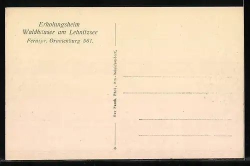 AK Friedrichsthal, Forsthaus Friedrichsthal beim Erholungshaus Waldhäuser am Lehnitzsee