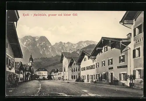 AK Kuchl, Marktplatz, Blick auf grossen und kleinen Göll