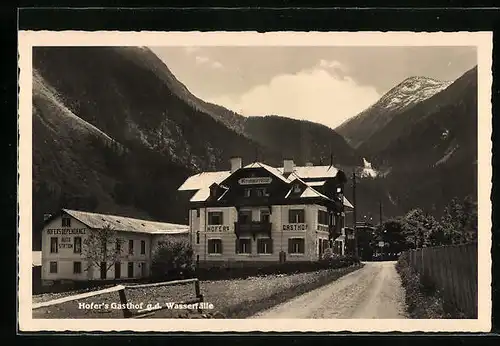 AK Krimml, Hofer`s Gasthof gegen die Wasserfälle