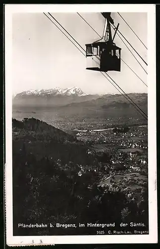 AK Bregenz, Pfänderbahn, Im Hintergrund der Säntis