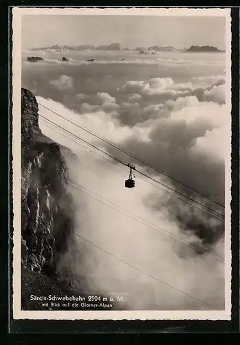 AK Säntis, Schwebebahn mit Blick auf die Glarner-Alpen