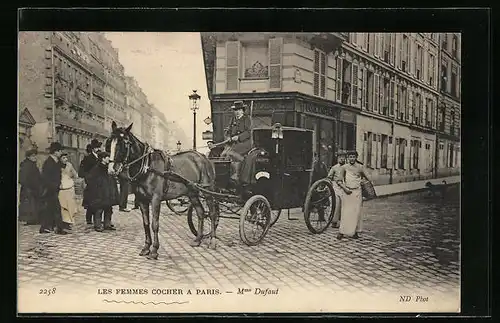 AK Paris, Les Femmes Cocher, Mme Dufaut, Emanzipation