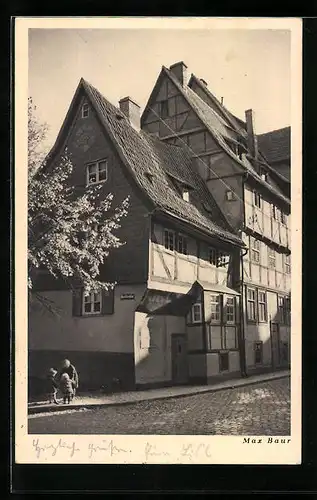 Foto-AK Max Baur: Strassenpartie mit Fachwerkhäusern