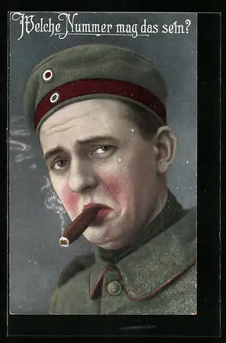 AK Rauchender Soldat mit Zigarre