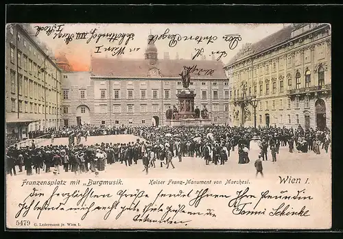 AK Wien, Hofburg, Franzensplatz mit Burgmusik, Kaiser Franz-Monument von Marchesi