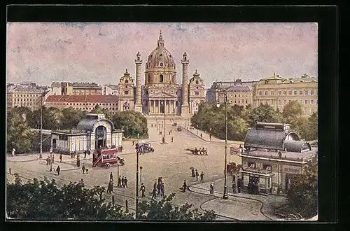 AK Wien, Karlskirche am Karlsplatz