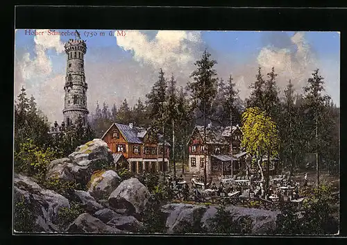 AK Schneeberg, Blick zum Aussichtsturm