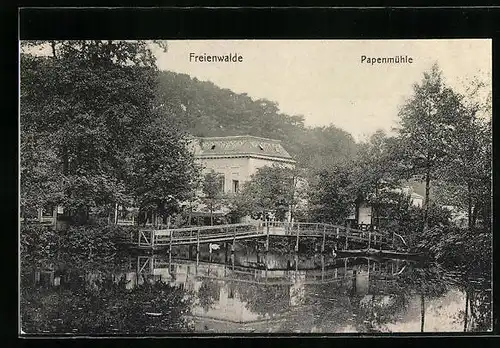 AK Freienwalde, Papenmühle vom Wasser aus gesehen