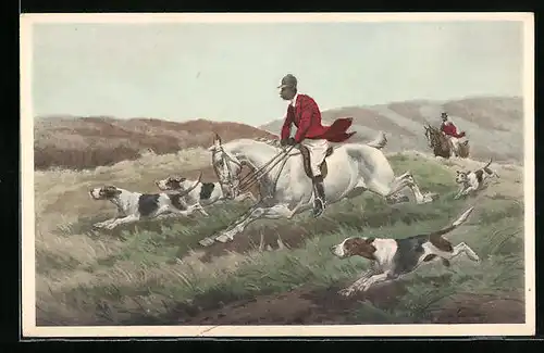 Künstler-AK M. Munk Nr. 624: Reiter und Hunde auf der Jagd