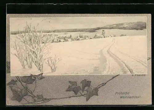 Künstler-AK M. Munk Nr. 537: Winterlandschaft, Fröhliche Weihnachten!