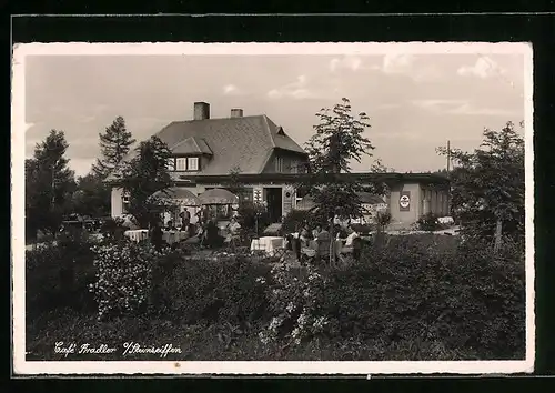 AK Steinseiffen, Blick durch den Garten auf Café Pradler