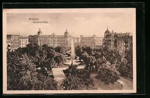 AK Breslau, Matthias-Platz aus der Vogelschau
