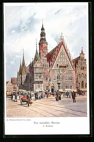 Künstler-AK Breslau, Das malerische Breslau - Rathaus