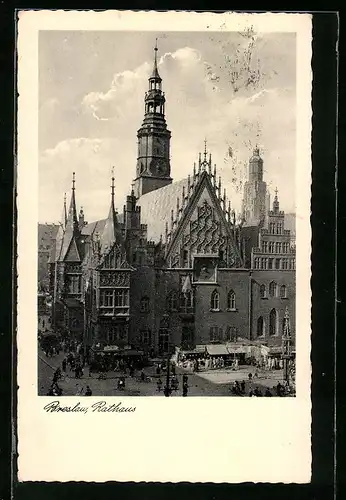 AK Breslau, Rathaus aus der Vogelschau