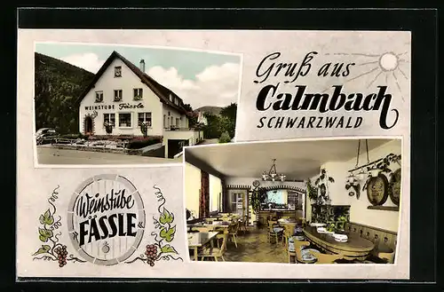 AK Calmbach, Weinstube Fässle, Innenansicht, Bes. Eugen Seyfried
