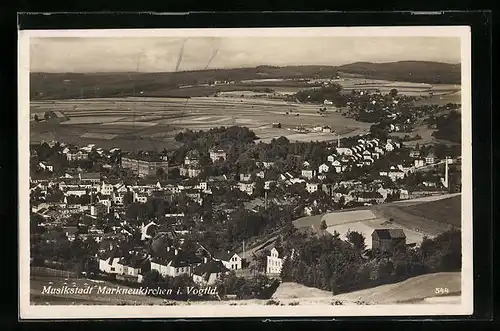 AK Markneukirchen i. Vogtld., Sicht auf den Ort vom Flugzeug aus