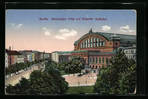 AK Berlin, Askanischer Platz mit Anhalter Bahnhof