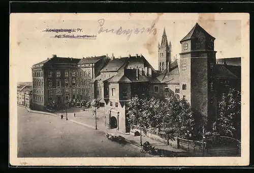 AK Königsberg i. Pr., Kgl. Schloss mit Hauptwache