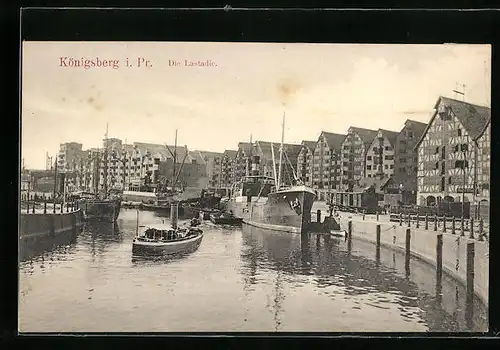 AK Königsberg i. Pr., Schiffe an der Lastadie