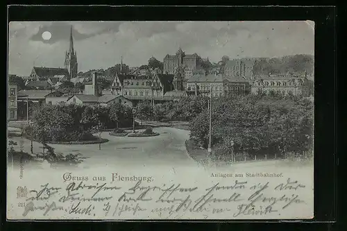 Mondschein-AK Flensburg, Anlagen am Stadtbahnhof