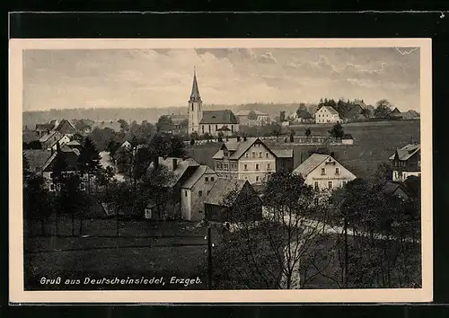 AK Deutscheinsiedel, Ortsansicht mit Kirche