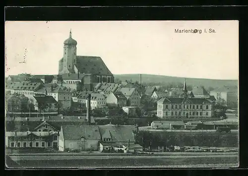 AK Marienberg i. Sa., Ortsansicht mit Kirche