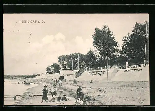 AK Niendorf a. O., Strandpartie mit Badegästen